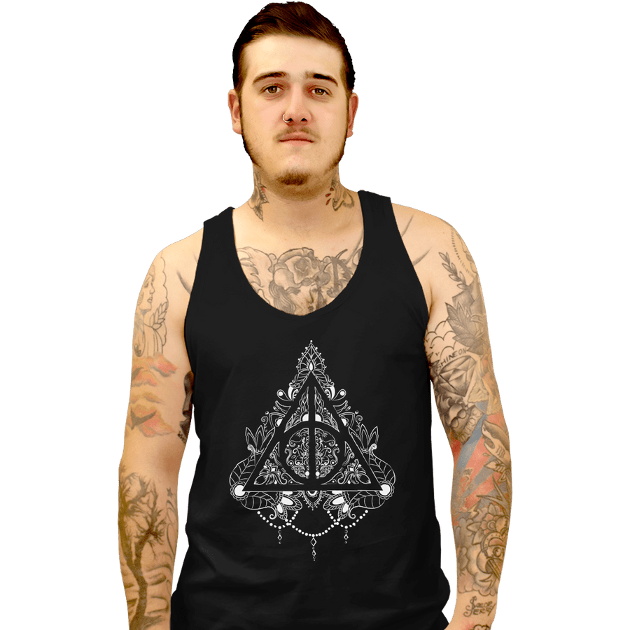 Shirts Tank Top, Unisex / Small / Black Hallows Tattoo
