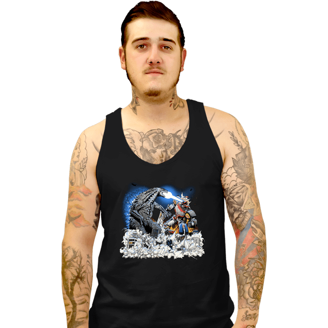 Daily_Deal_Shirts Tank Top, Unisex / Small / Black Godzilla VS Megazord