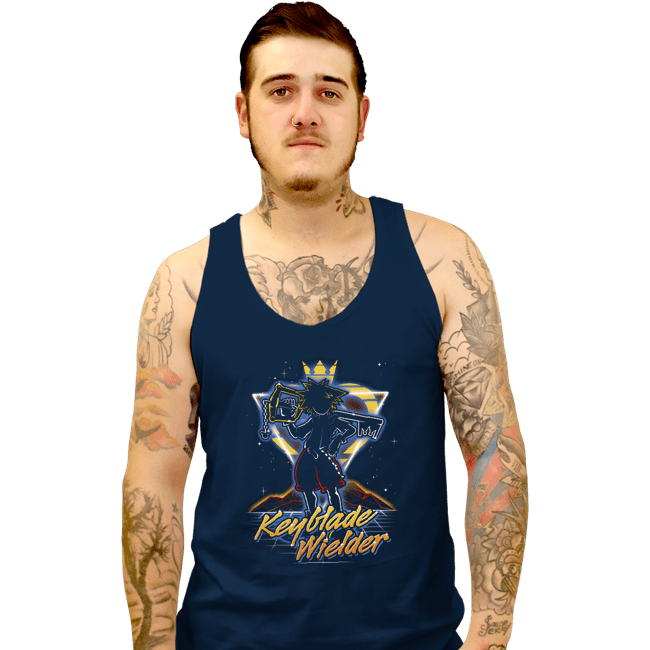 Shirts Tank Top, Unisex / Small / Navy Retro Keyblade Wielder