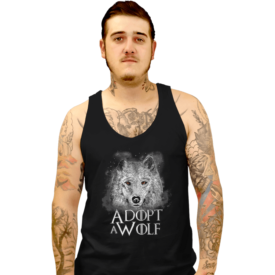 Shirts Tank Top, Unisex / Small / Black Adopt A Wolf