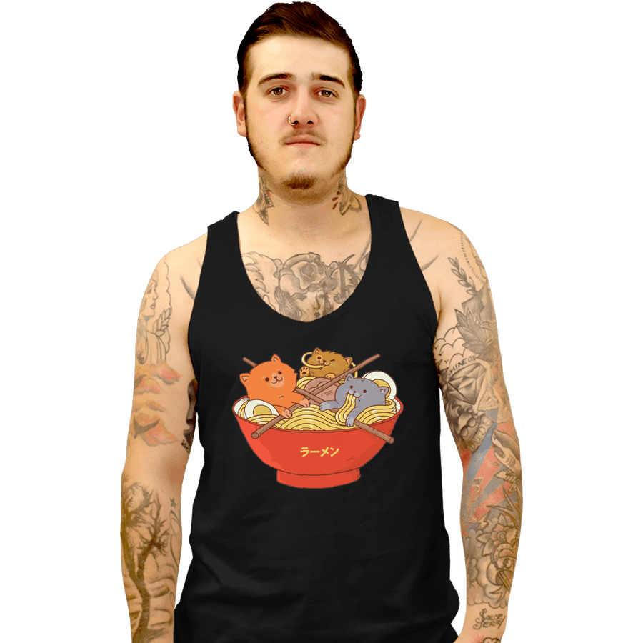 Shirts Tank Top, Unisex / Small / Black Ramen Cats