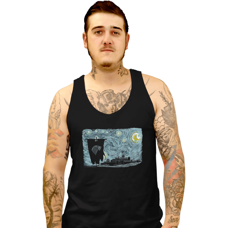 Shirts Tank Top, Unisex / Small / Black Starry DireWolf