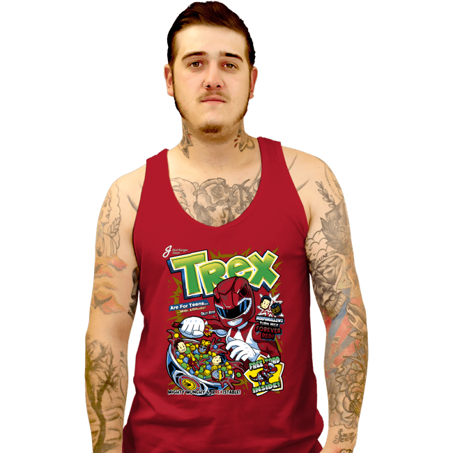 Daily_Deal_Shirts Tank Top, Unisex / Small / Red T-Rex Cereal