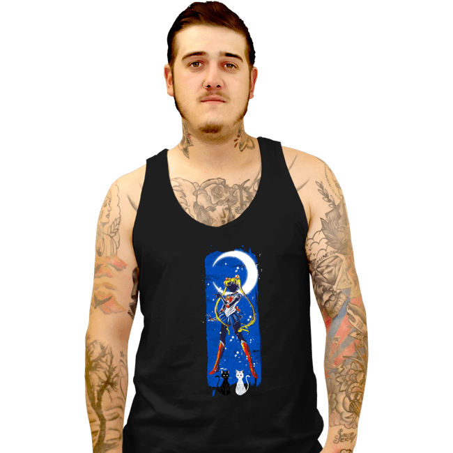 Shirts Tank Top, Unisex / Small / Black Inked Moon