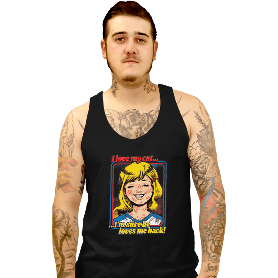 Shirts Tank Top, Unisex / Small / Black I Love My Cat