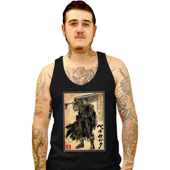 Daily_Deal_Shirts Tank Top, Unisex / Small / Black Black Swordsman Woodblock