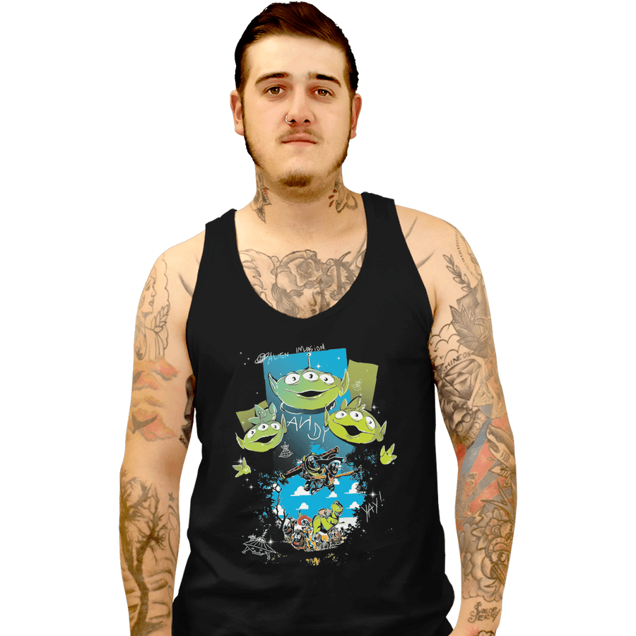 Shirts Tank Top, Unisex / Small / Black Alien Invasion