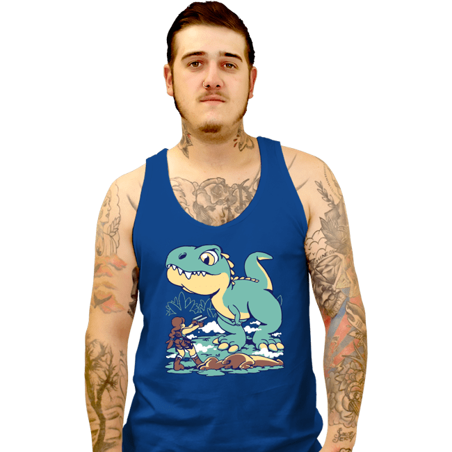 Shirts Tank Top, Unisex / Small / Royal Blue T Rex Surprise