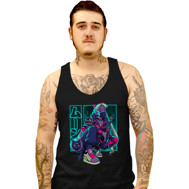Daily_Deal_Shirts Tank Top, Unisex / Small / Black Neon Waxing Moon