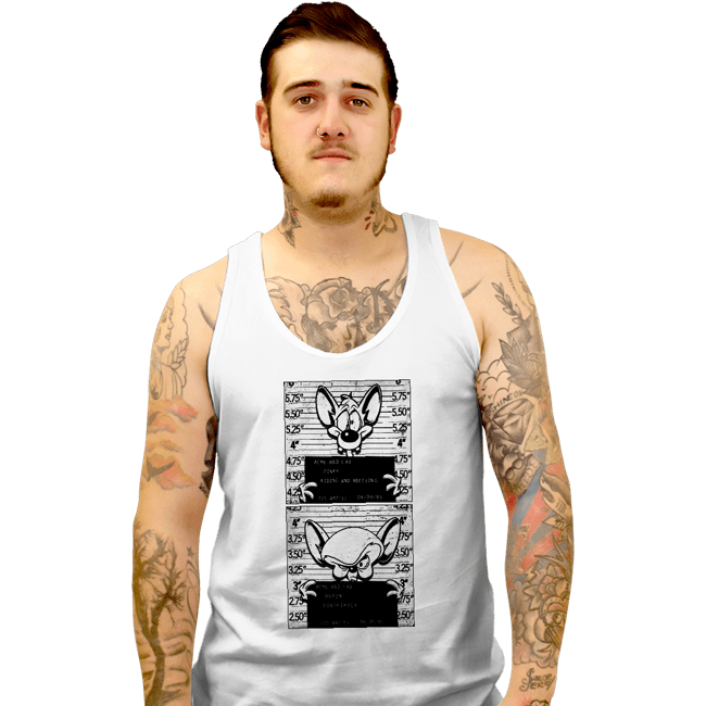 Secret_Shirts Tank Top, Unisex / Small / White Pinky And Brain Mugshot