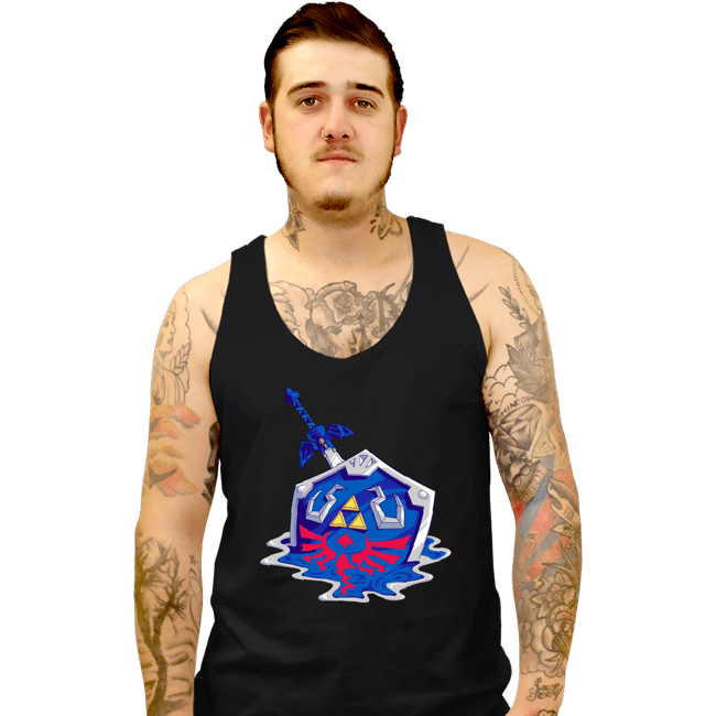 Daily_Deal_Shirts Tank Top, Unisex / Small / Black Melting Shield and Sword
