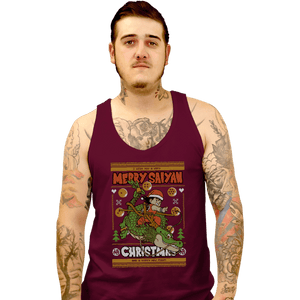 Shirts Tank Top, Unisex / Small / Maroon Merry Saiyan Christmas