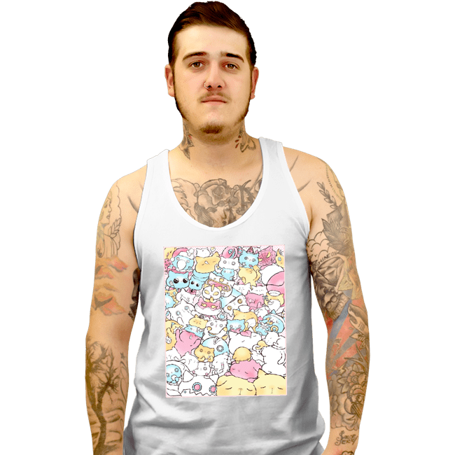 Daily_Deal_Shirts Tank Top, Unisex / Small / White Pastel Cats