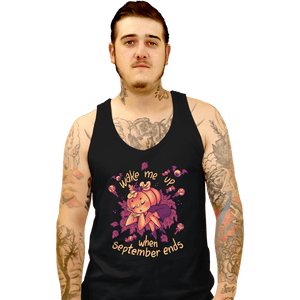 Shirts Tank Top, Unisex / Small / Black Sleepy Pumpkin