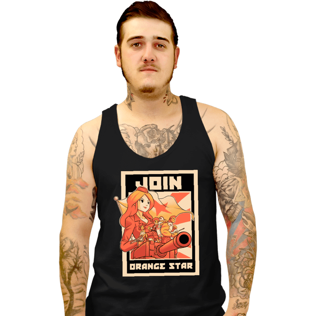 Shirts Tank Top, Unisex / Small / Black Orange Star Army