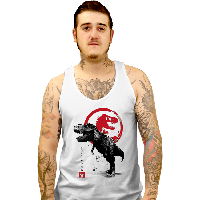 Shirts Tank Top, Unisex / Small / White Tyrannosaurus sumi-e halftones