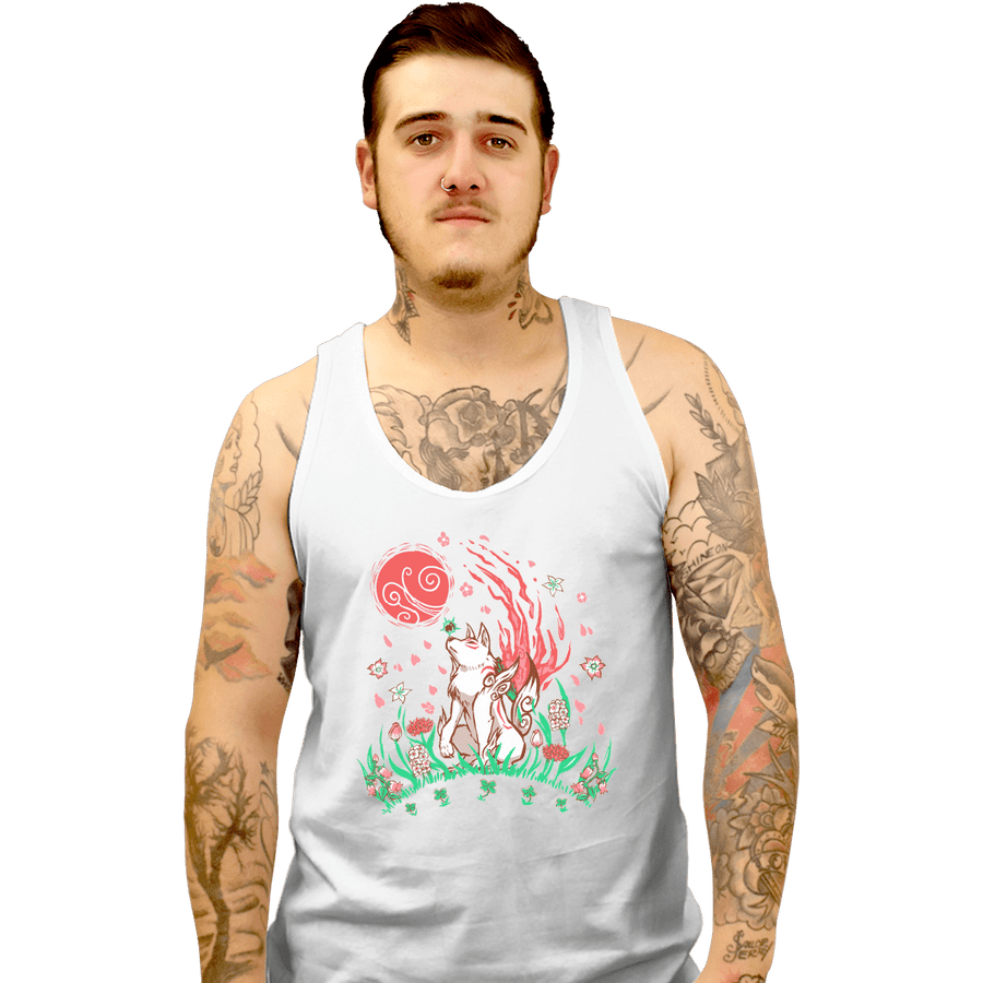 Secret_Shirts Tank Top, Unisex / Small / White Wolf Blossoming Breeze