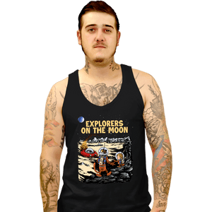 Daily_Deal_Shirts Tank Top, Unisex / Small / Black Explorers On The Moon