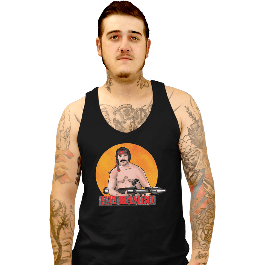 Shirts Tank Top, Unisex / Small / Black Fat Rambo