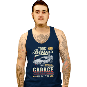 Shirts Tank Top, Unisex / Small / Navy Doc Brown's Garage