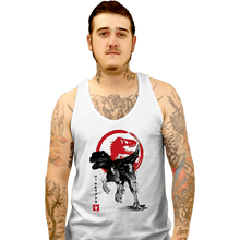 Load image into Gallery viewer, Shirts Tank Top, Unisex / Small / White Velociraptor sumi-e halftones
