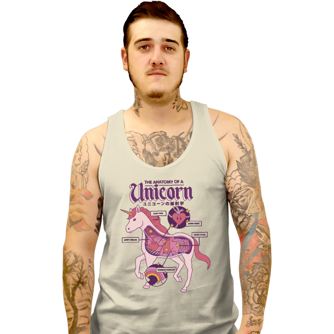 Shirts Tank Top, Unisex / Small / White Unicorn Anatomy