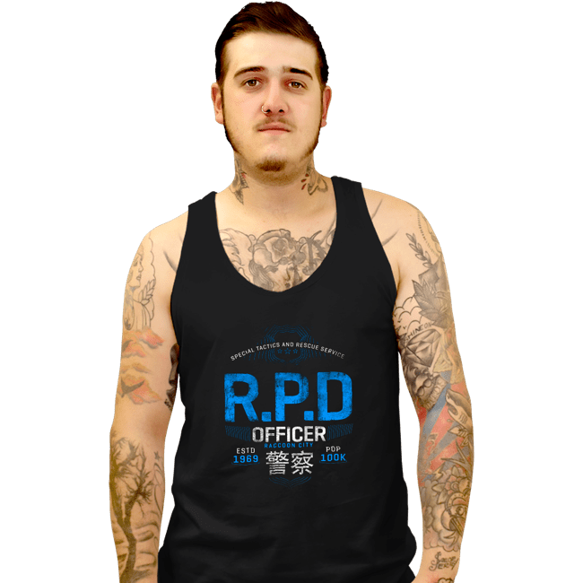 Shirts Tank Top, Unisex / Small / Black Raccoon Officer