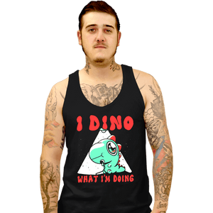 Shirts Tank Top, Unisex / Small / Black Confused Dino