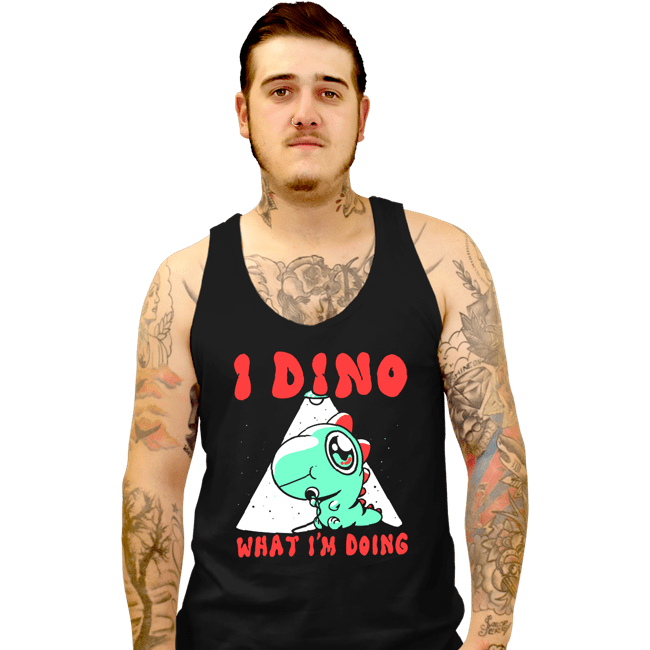 Shirts Tank Top, Unisex / Small / Black Confused Dino