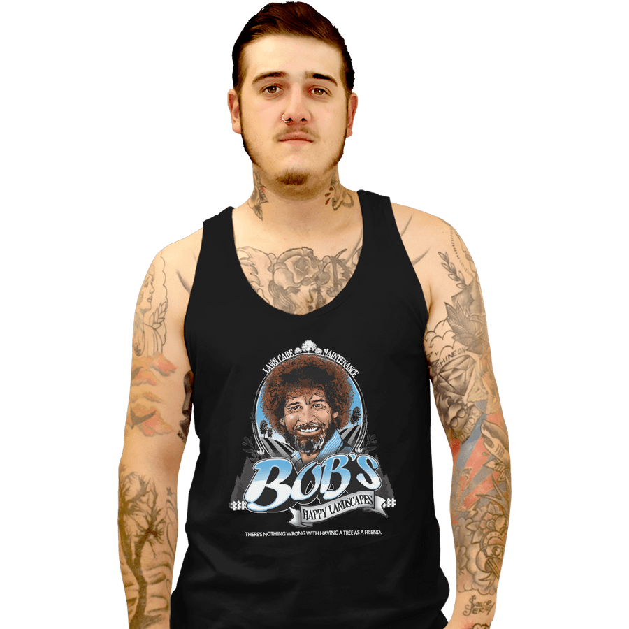 Shirts Tank Top, Unisex / Small / Black Happy Landscapes