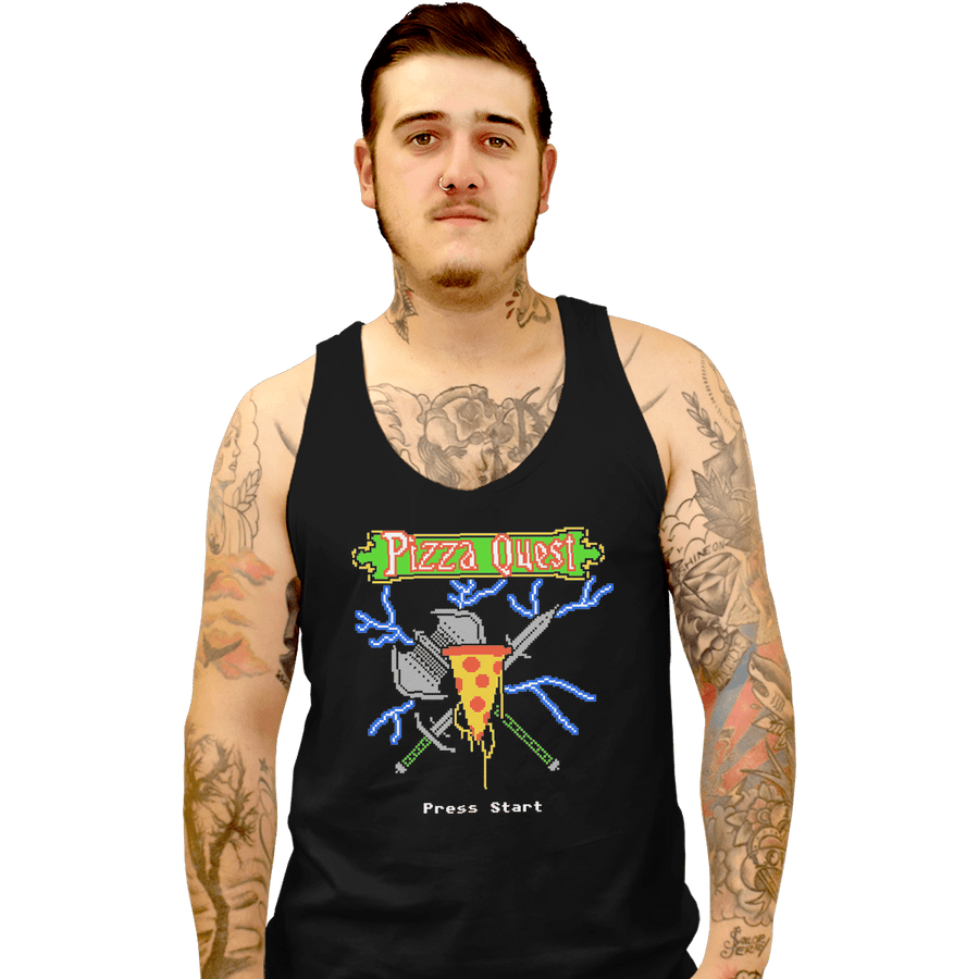 Shirts Tank Top, Unisex / Small / Black PIzza Quest