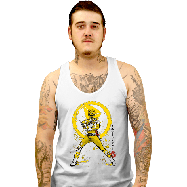 Shirts Tank Top, Unisex / Small / White Yellow Ranger Sumi-e