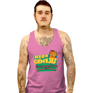Shirts Tank Top, Unisex / Small / Pink Neon Garfield Evangelion Pink