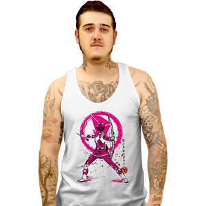 Shirts Tank Top, Unisex / Small / White Pink Ranger Sumi-e