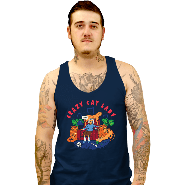 Secret_Shirts Tank Top, Unisex / Small / Navy Crazy Cat Lady