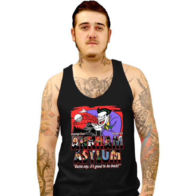Daily_Deal_Shirts Tank Top, Unisex / Small / Black Greetings From The Asylum