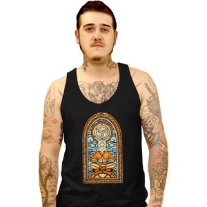 Shirts Tank Top, Unisex / Small / Black Stained Glass Aang