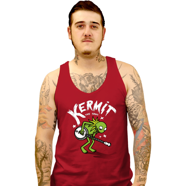 Shirts Tank Top, Unisex / Small / Red Banjoist Frog