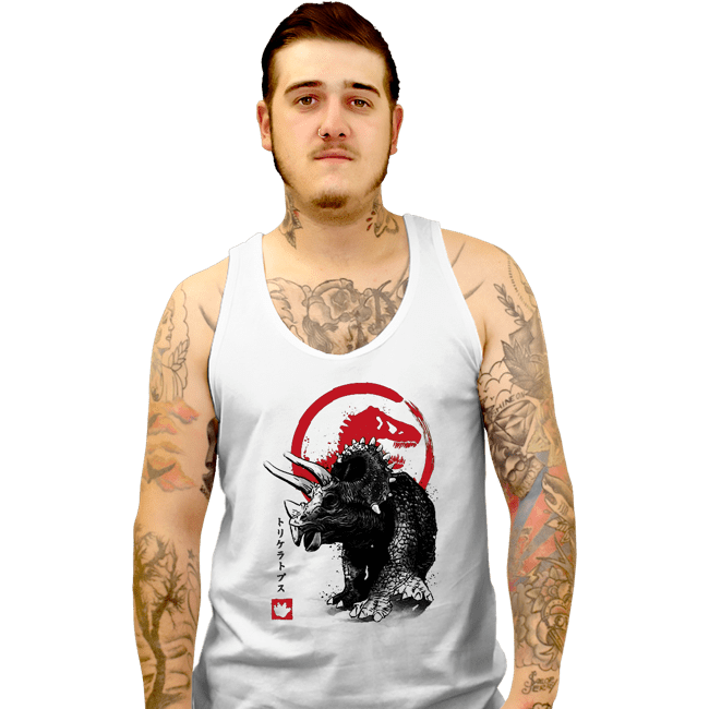 Shirts Tank Top, Unisex / Small / White TRICERATOPS SUMI-E halftones