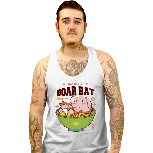 Shirts Tank Top, Unisex / Small / White Boar Hat Ramen