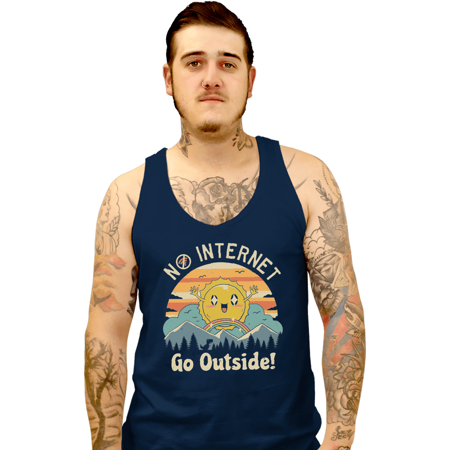 Shirts Tank Top, Unisex / Small / Navy No Internet! Go Outside!
