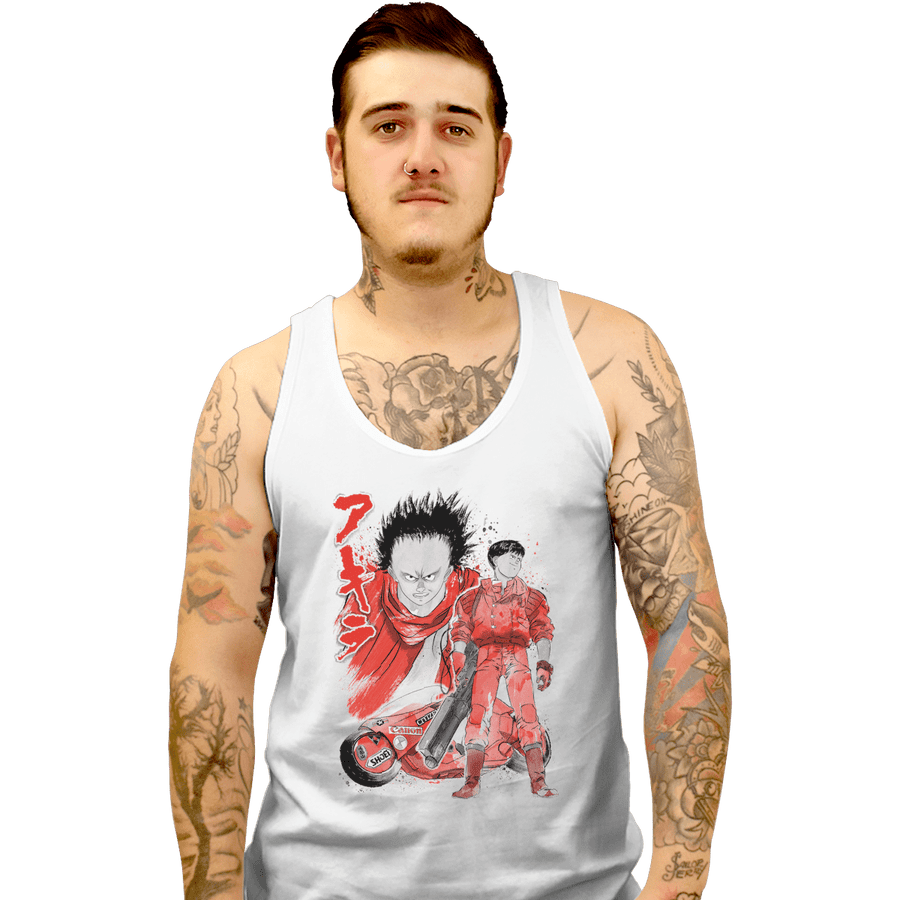 Shirts Tank Top, Unisex / Small / White Kaneda And Tetsuo Sumi-e