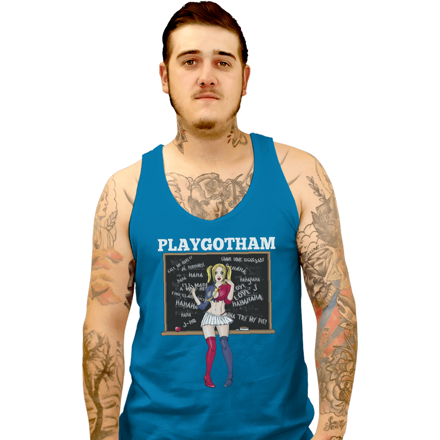 Shirts Tank Top, Unisex / Small / Sapphire Playgotham Harley