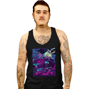 Daily_Deal_Shirts Tank Top, Unisex / Small / Black Neon Moon Eclipse On Mars