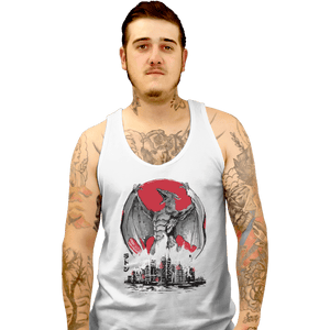 Shirts Tank Top, Unisex / Small / White Fire Pteranodon Attack Sumi-e