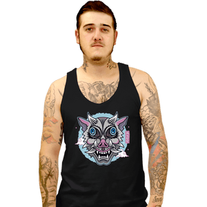 Shirts Tank Top, Unisex / Small / Black Boar Oni Mask