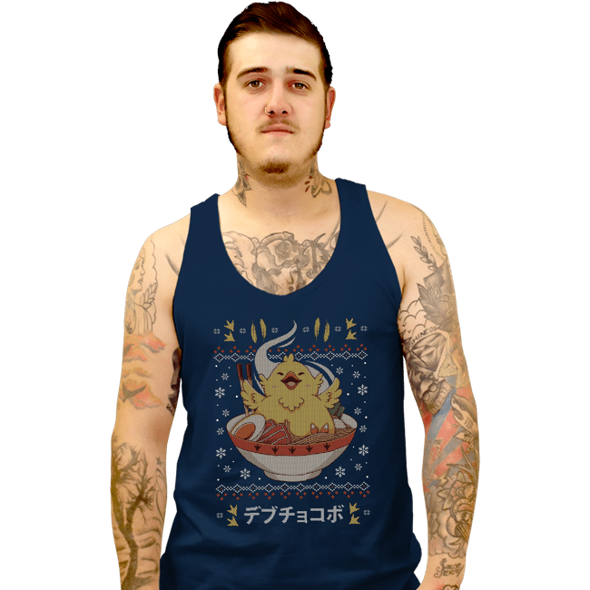 Shirts Tank Top, Unisex / Small / Navy Fat Chocobo Ramen Christmas Sweater