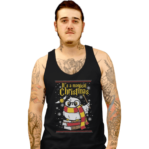 Shirts Tank Top, Unisex / Small / Black Owl Magic Christmas