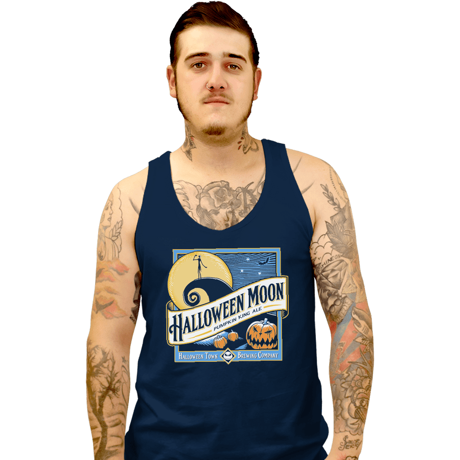 Shirts Tank Top, Unisex / Small / Navy Halloween Moon