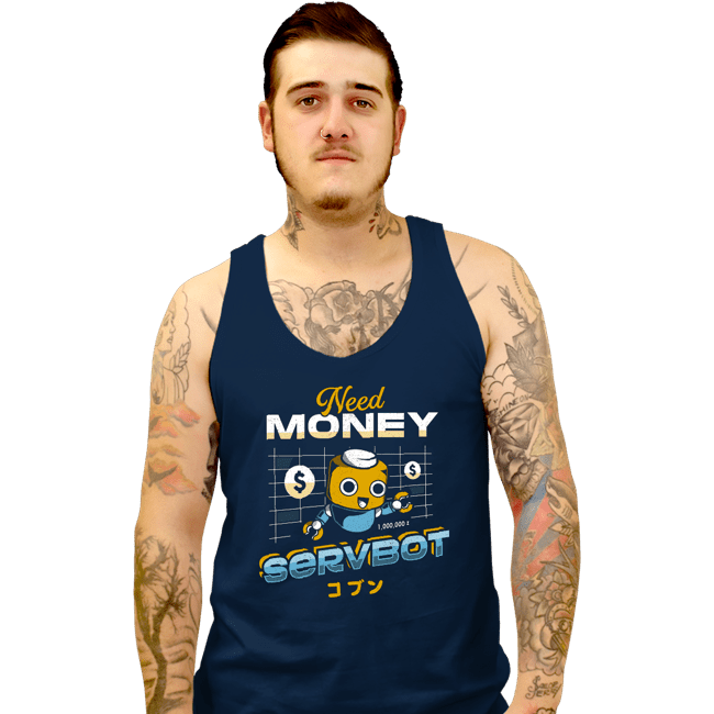 Shirts Tank Top, Unisex / Small / Navy Servbot and Money